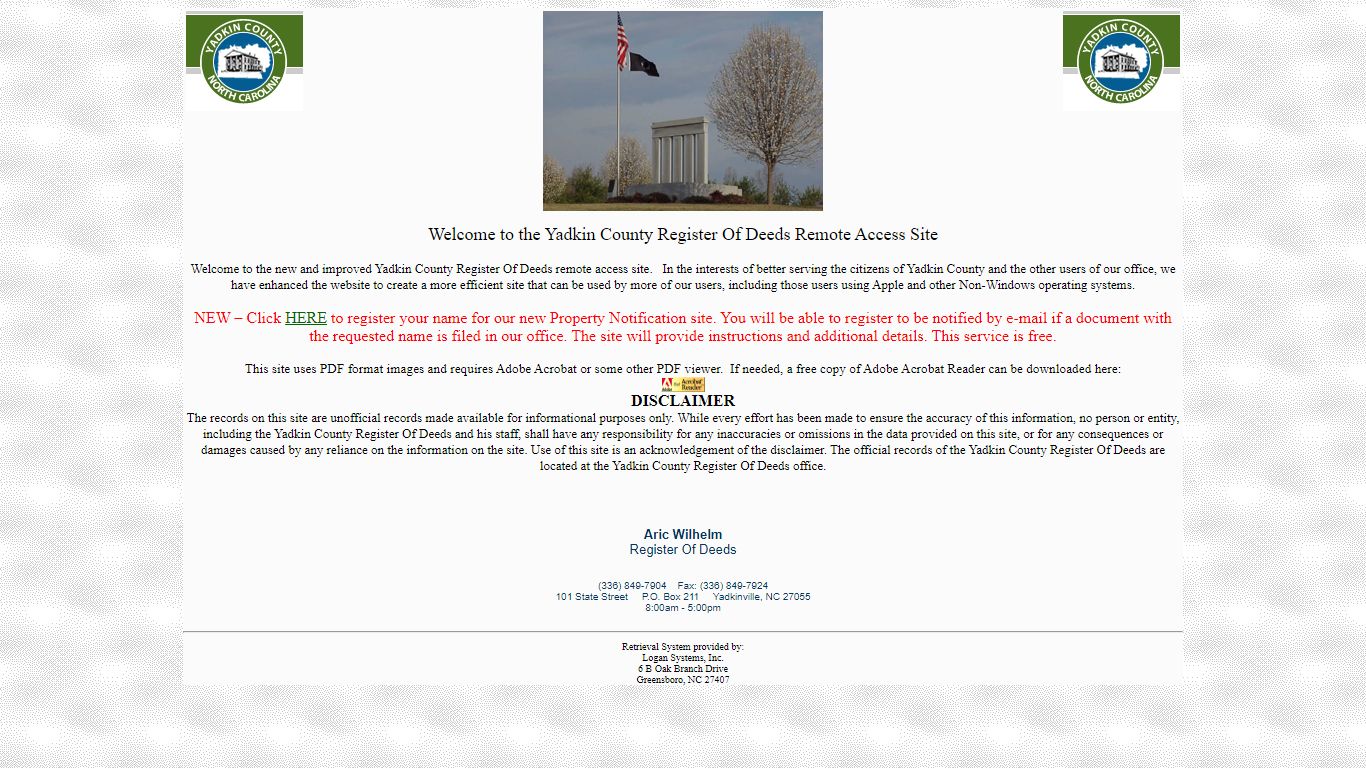 Yadkin County Register Of Deeds Remote Access Site