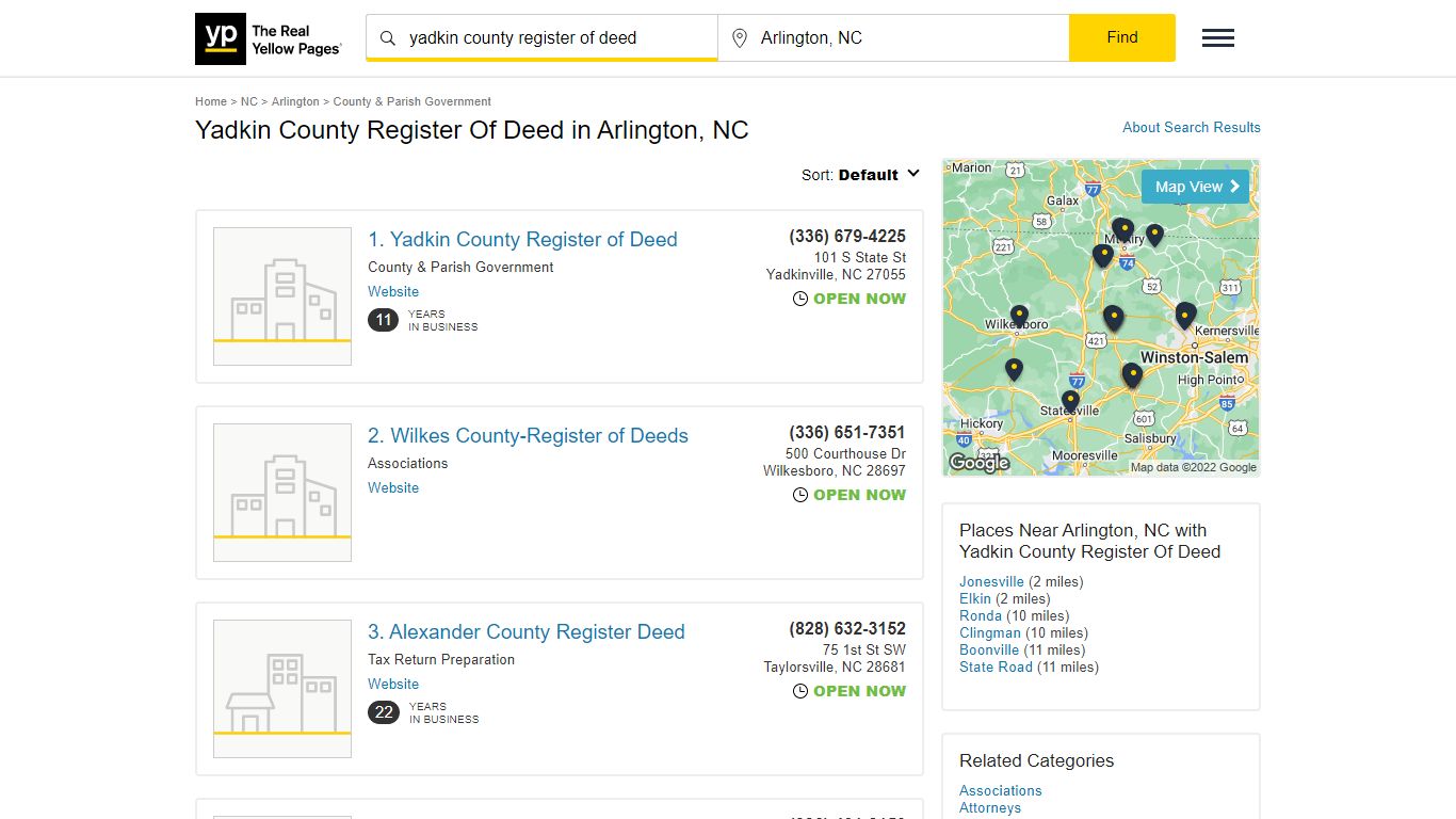 Yadkin County Register Of Deed in Arlington, NC