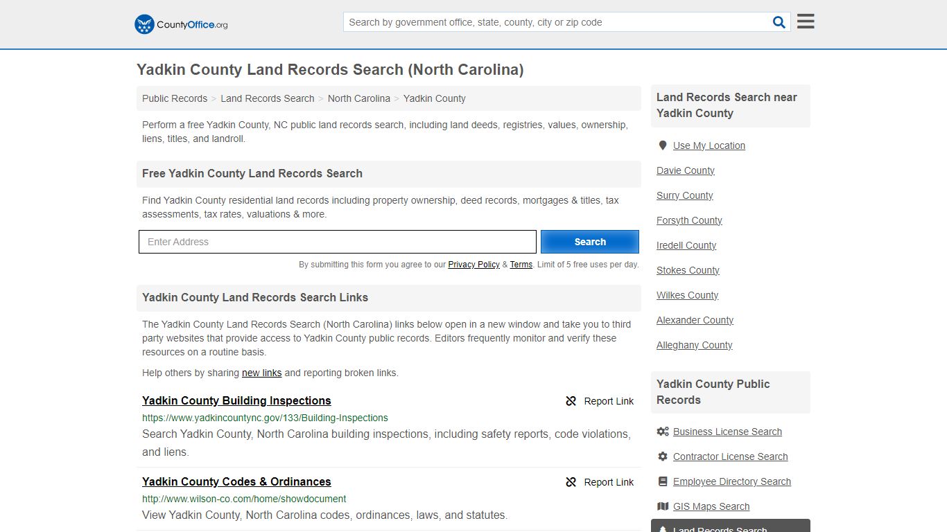 Land Records Search - Yadkin County, NC (Deeds, GIS ... - County Office